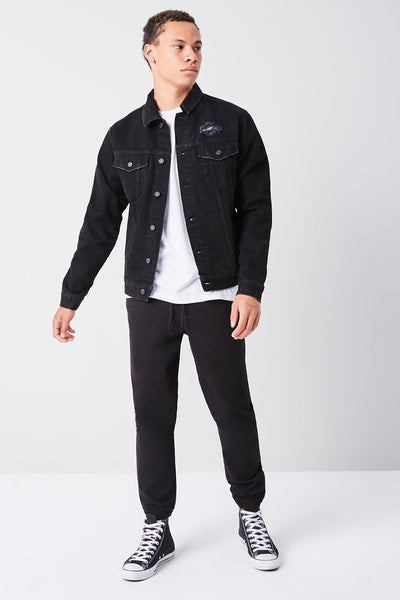 Black denim jacket on sale forever 21 mens