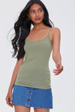 Olive Basic Organically Grown Cotton Thin-Strap Cami