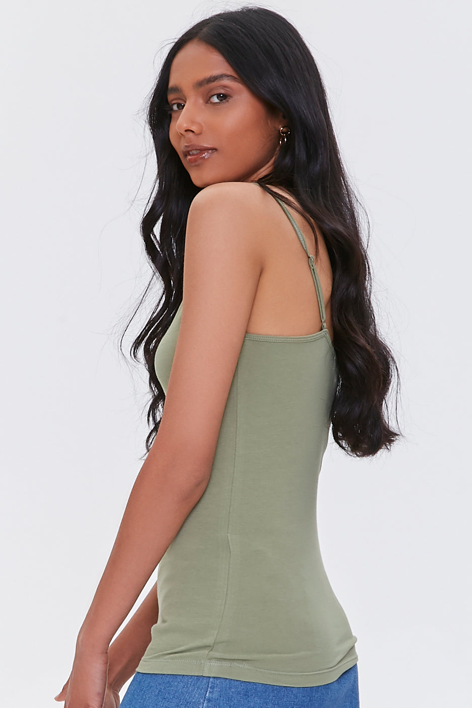 Olive Basic Organically Grown Cotton Thin-Strap Cami 1