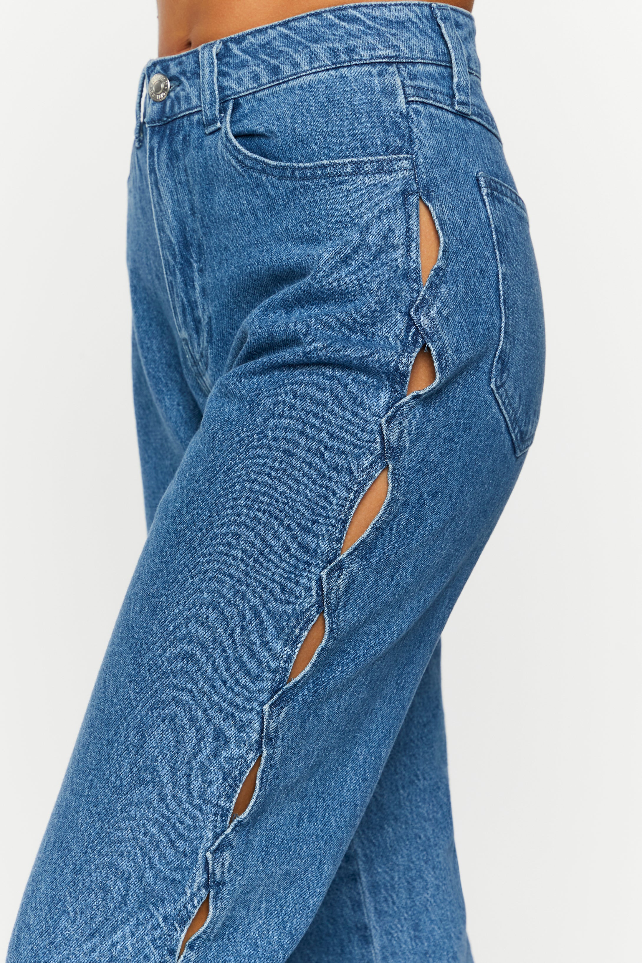 Side-Cutout Straight-Leg Jeans