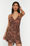 Brown/multi Abstract Fit & Flare Mini Dress 1