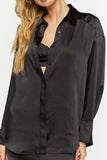 Black Satin Oversized Long-Sleeve Shirt 2