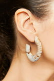 Beige Marbled Wide-Band Hoop Earrings