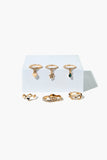 Gold/Clear Assorted Rhinestone & Charm Ring Set 1