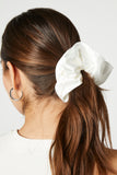 White Satin Hair Scrunchie 1