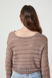 Brown Cropped Open-Knit Sweater 2