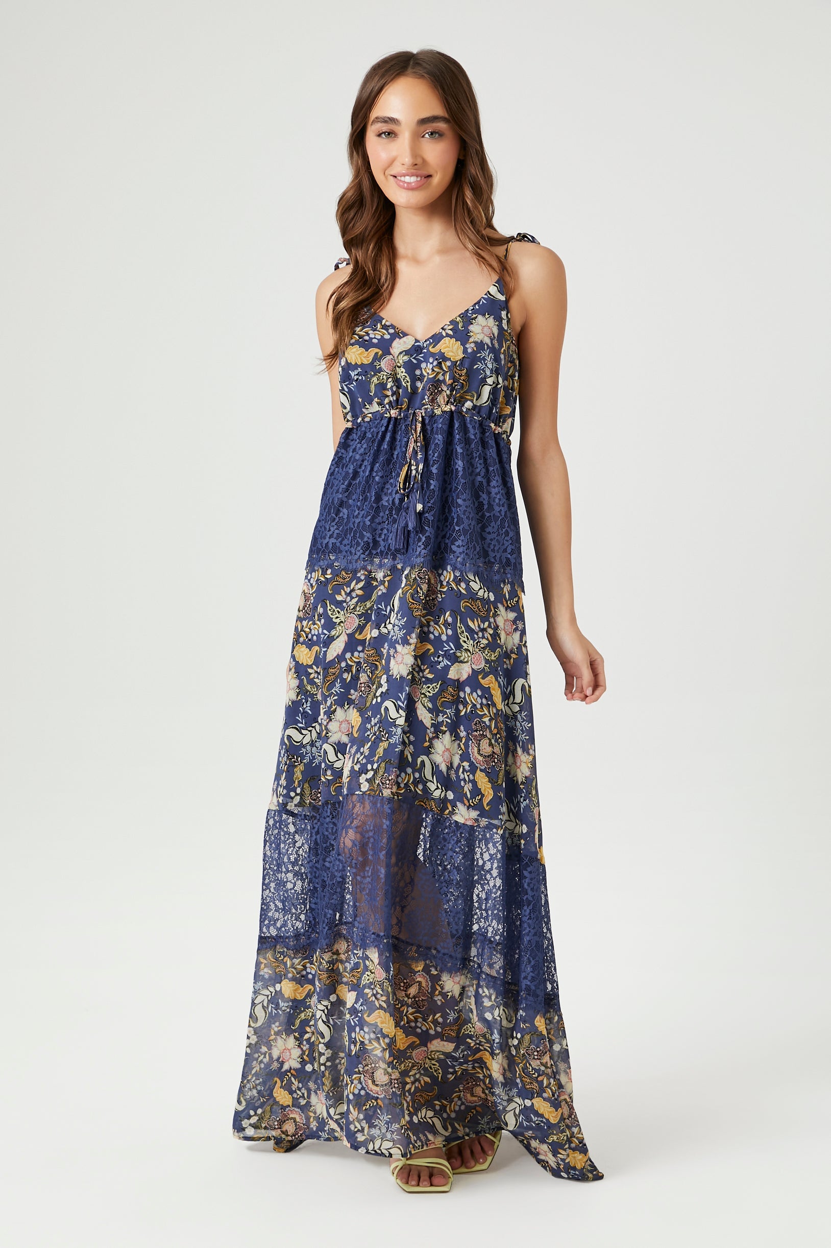 Bluemulti Chiffon Ornate Print Maxi Dress