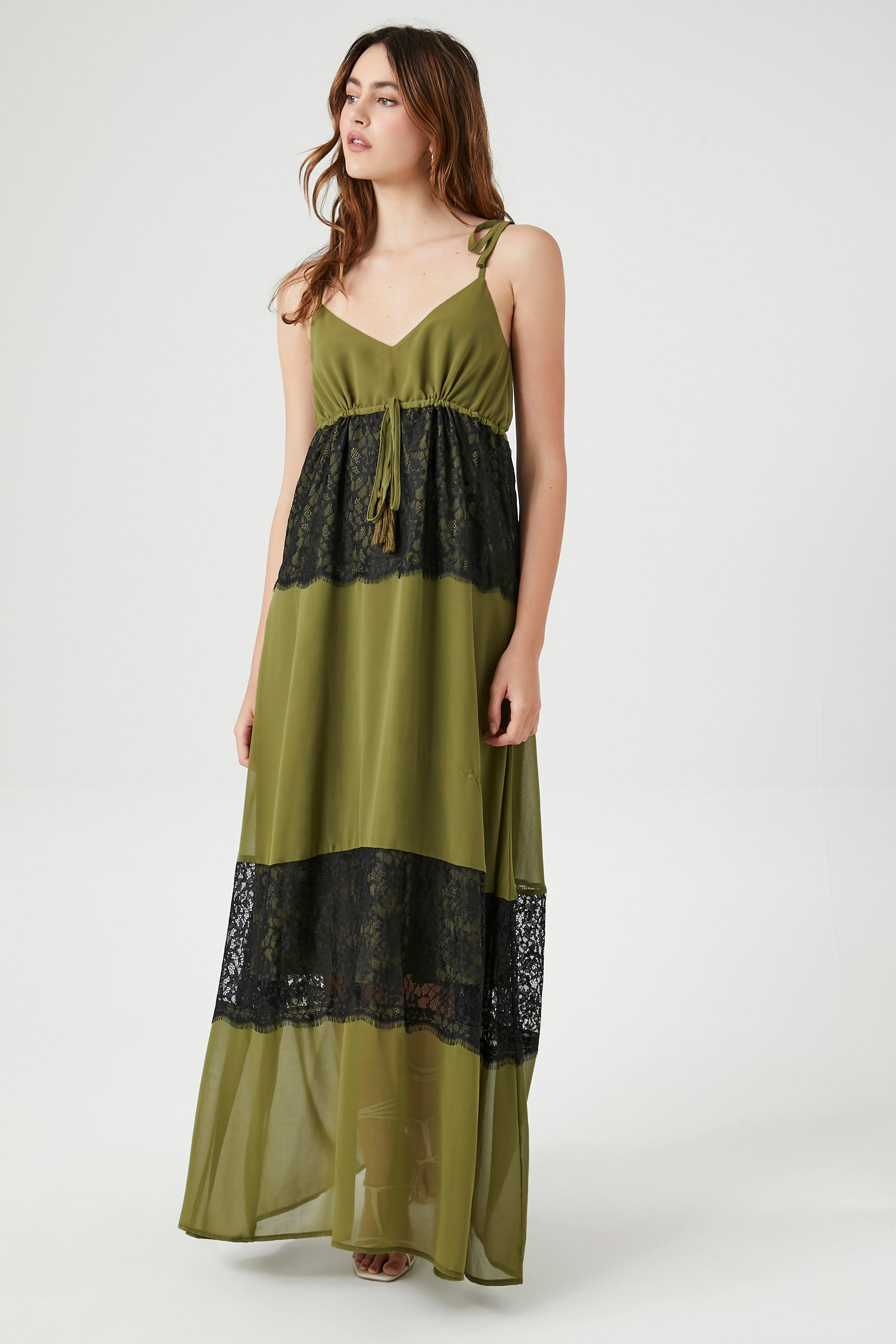 Oliveblack Chiffon Lace-Trim Maxi Dress 3