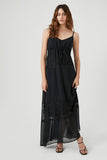 Blackblack Chiffon Lace-Trim Maxi Dress