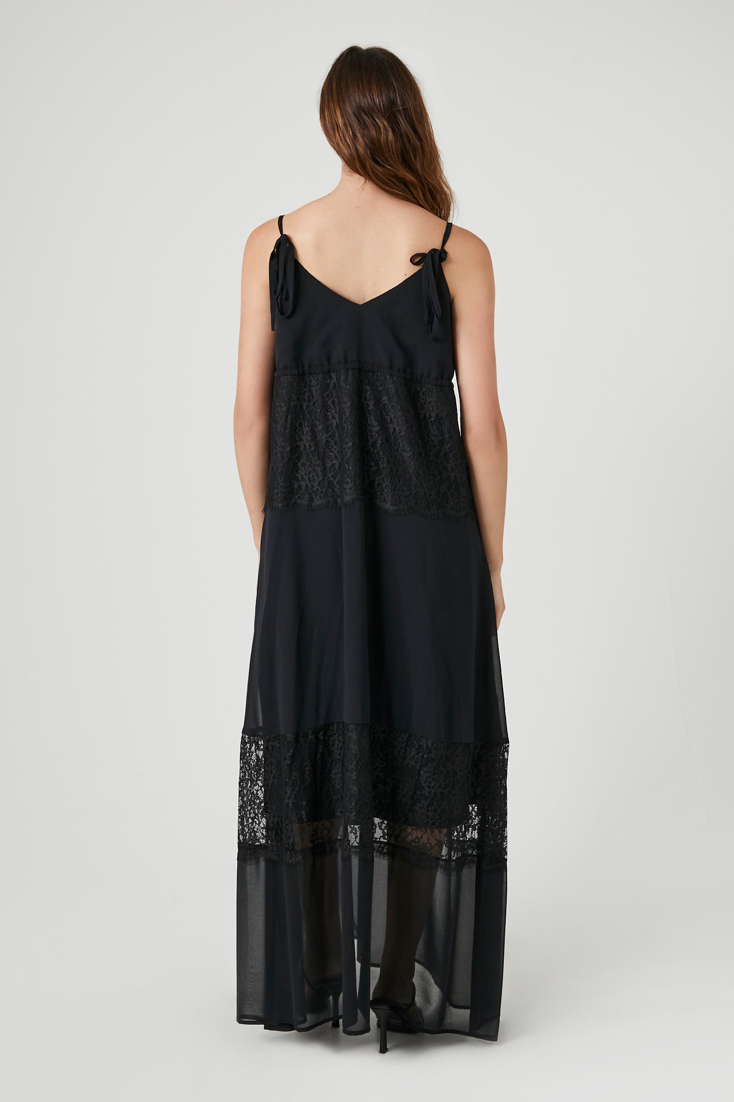 Blackblack Chiffon Lace-Trim Maxi Dress 2