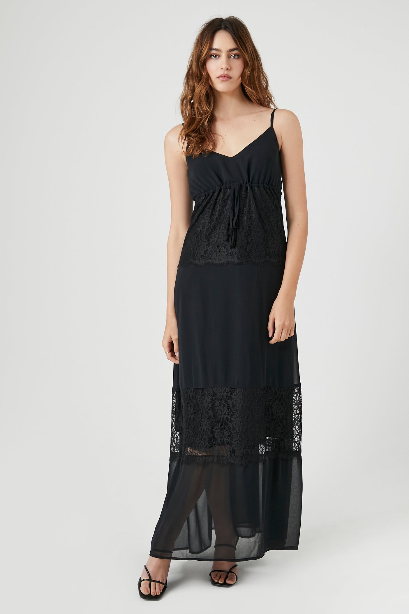 Blackblack Chiffon Lace-Trim Maxi Dress 3