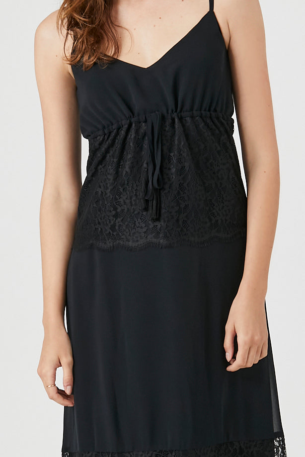 Blackblack Chiffon Lace-Trim Maxi Dress 4