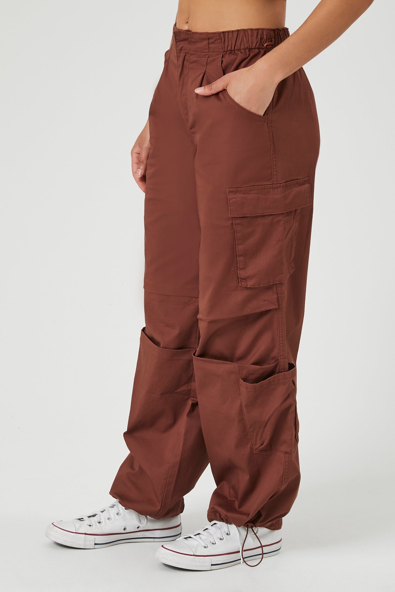 Brown Wide-Leg Cargo Parachute Pants 2