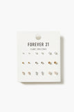 Goldsilver CZ & Faux Pearl Earring Set