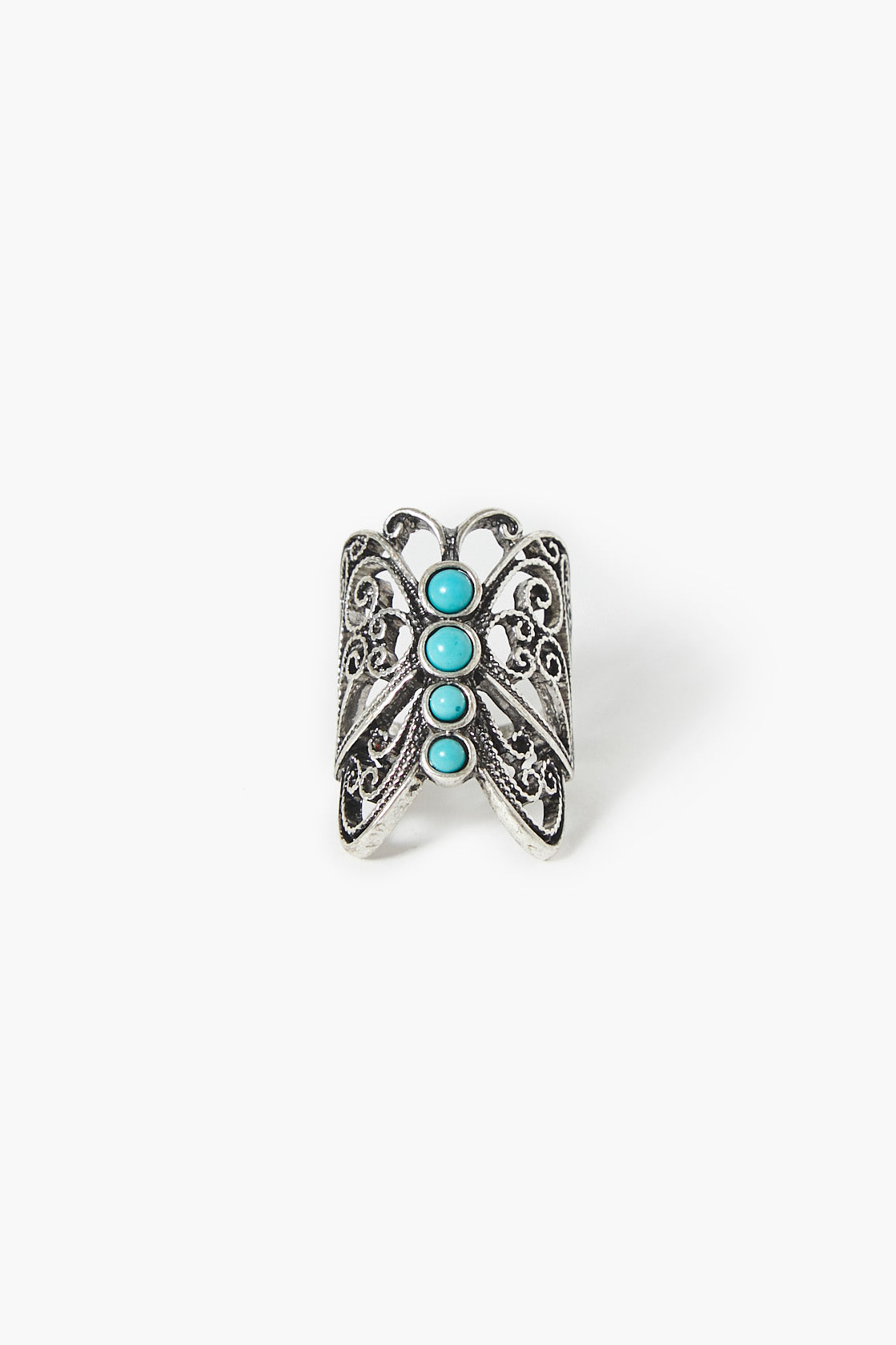 Silverblue Faux Stone Butterfly Ring