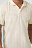 Cream Cable Knit Polo Shirt 4
