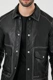Blackwhite Faux Leather Trucker Jacket 4