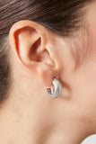 Silver Textured Open-End Hoop Earrings
