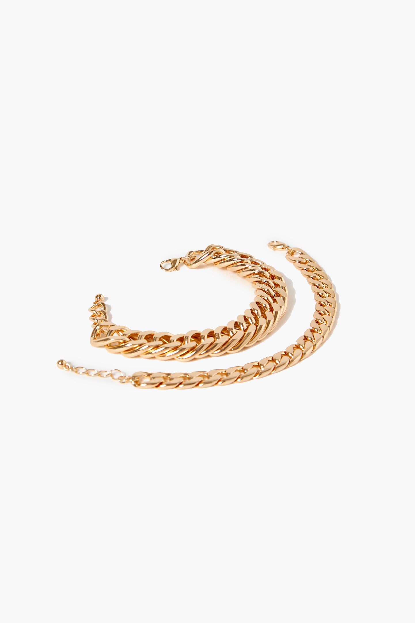Gold Curb Chain Bracelet Set 1