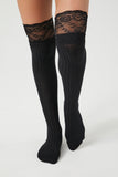 Black Lace-Trim Over-the-Knee Socks 4