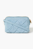 Blue Faux Suede Basketwoven Bag