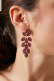 Pink Rhinestone Leaf Drop Earrings