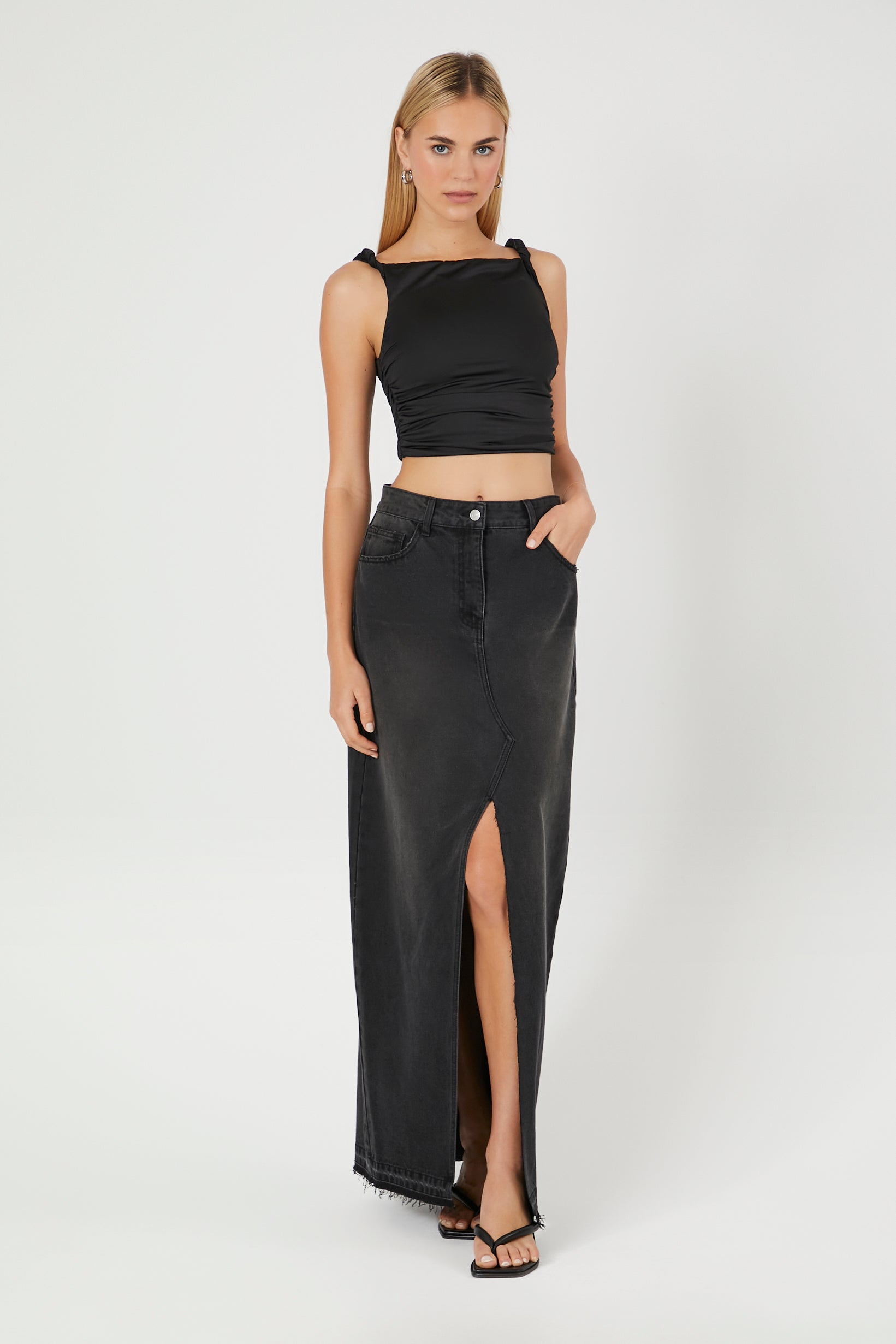 Black Knotted Crop Top 3