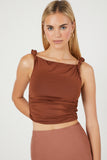 Brown Knotted Crop Top
