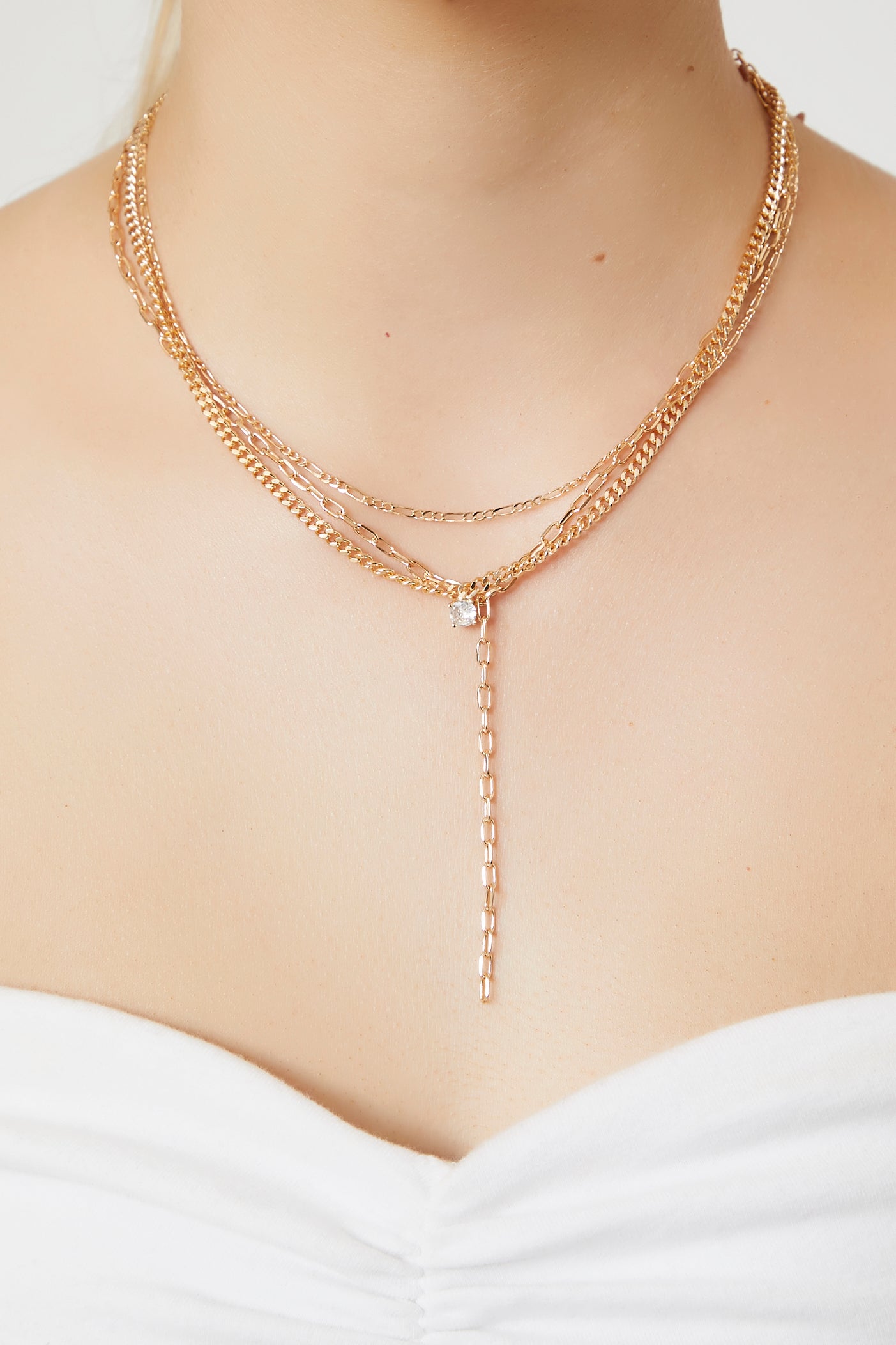Gold Layered Y-Chain Necklace