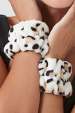 Creammulti Plush Leopard Headwrap & Washbands Set 2