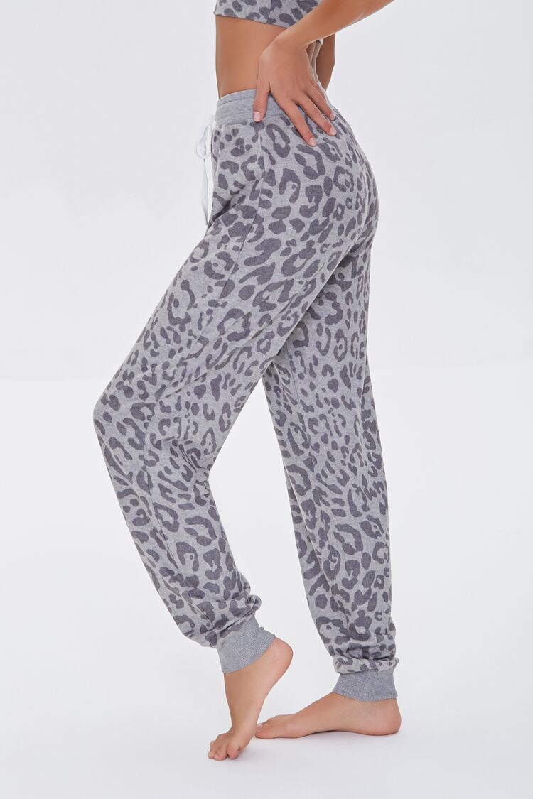 Grey Charcoal Leopard Print Lounge Pants 2