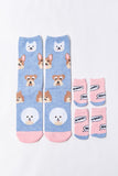 Blue Pink Dog Print Sock Set 1