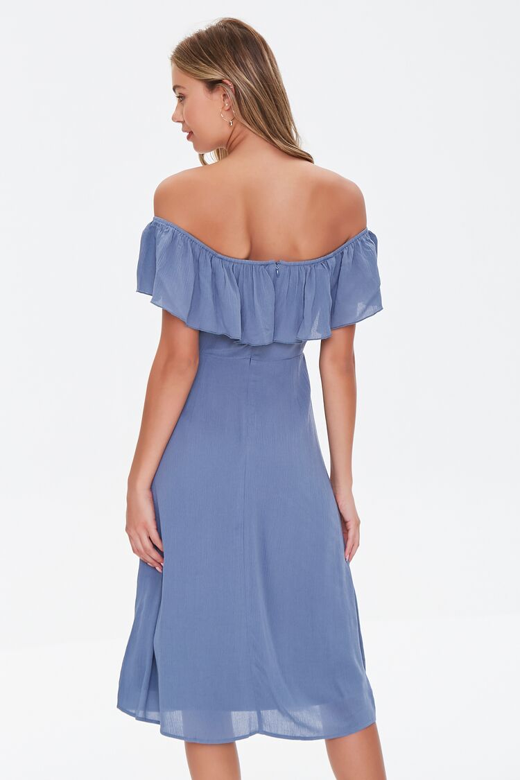 Blue Off-the-Shoulder Dress 3