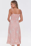 Pink cream Floral Print Midi Dress 3