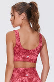 Red Red Abstract Print Zippered Sports Bra 3