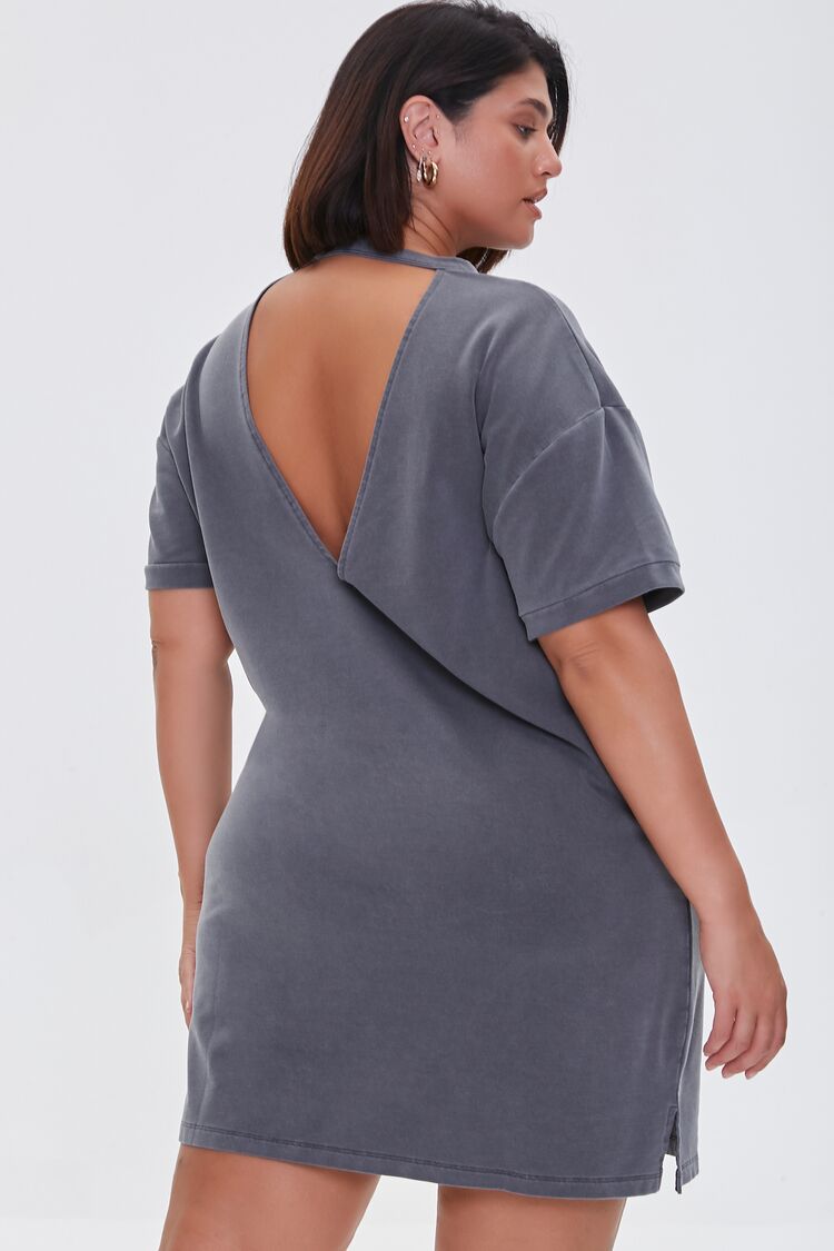 Charcoal Plus Size Mini T-Shirt Dress 3