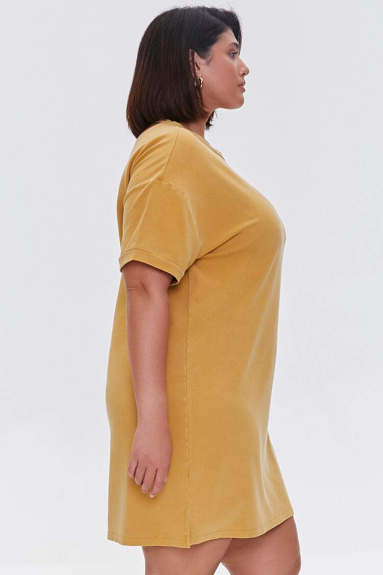 Mustard Plus Size Mini T-Shirt Dress 2