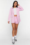 Pink Notched Buttoned Blazer