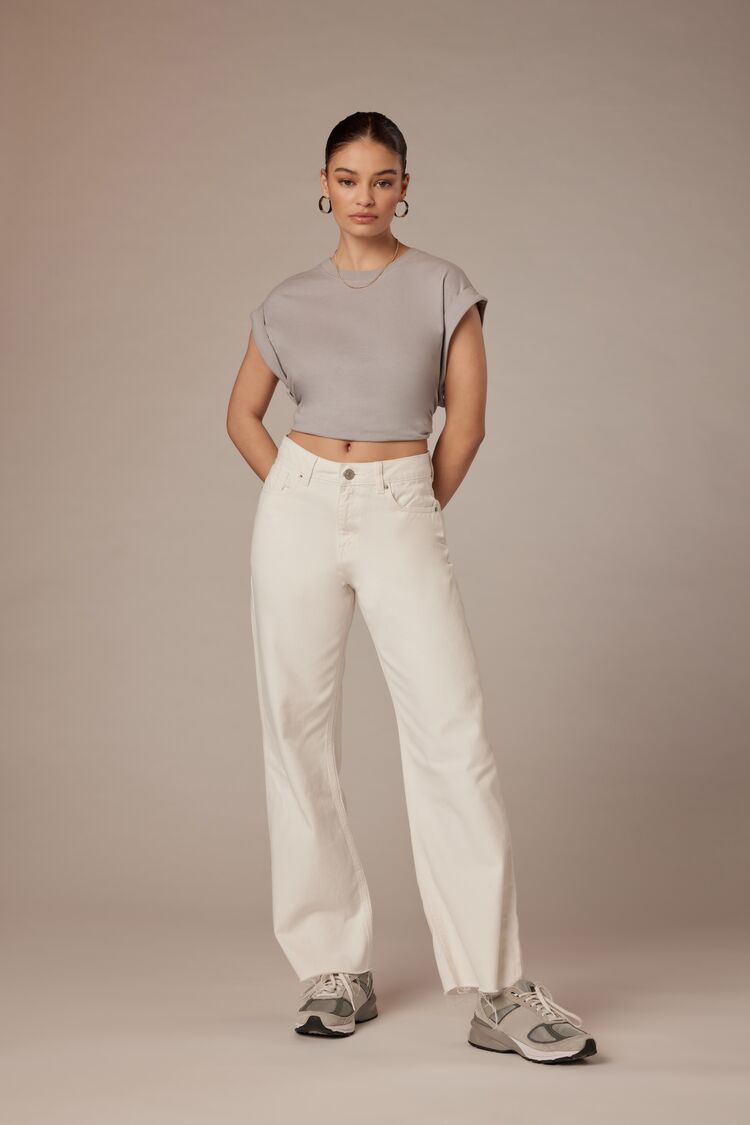 White Recycled Cotton 90s-Fit High-Rise Jeans
