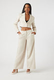 Neutral Grey Satin Low-Rise Trousers 1