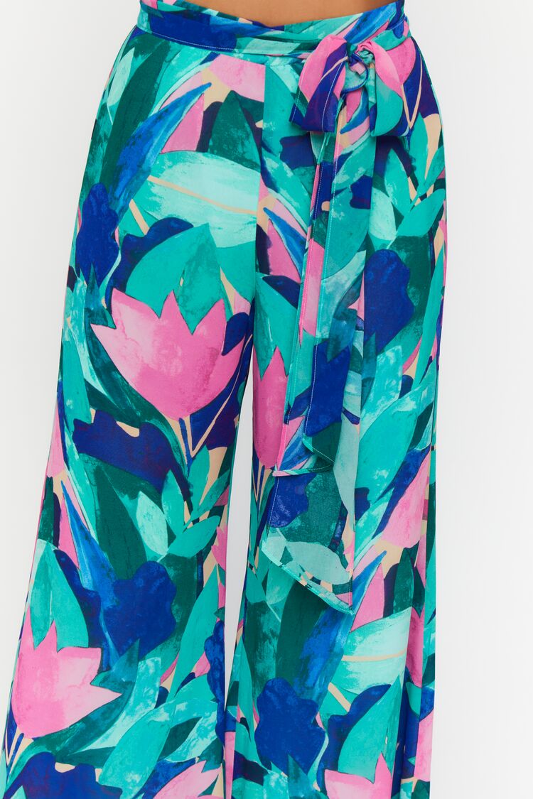 Bluemulti Abstract Floral Wide-Leg Pants  4