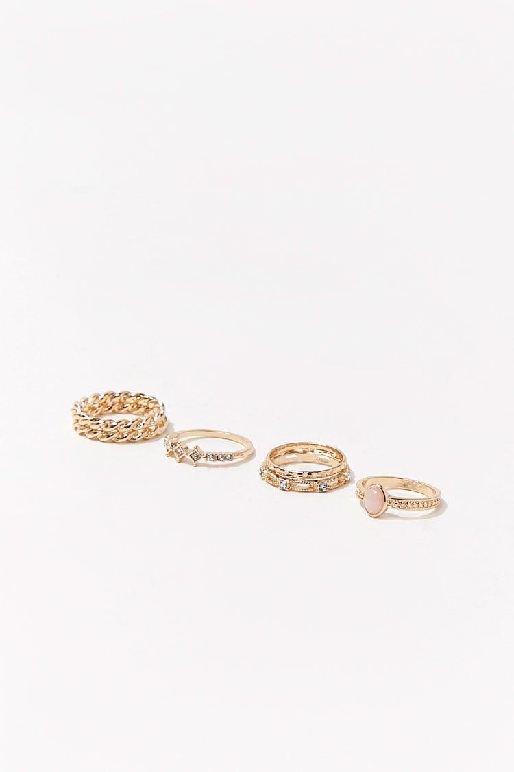 Gold Etched Ring Set 