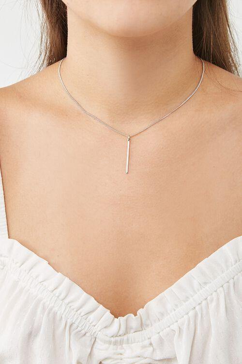 Silver Matchstick Pendant Necklace 
