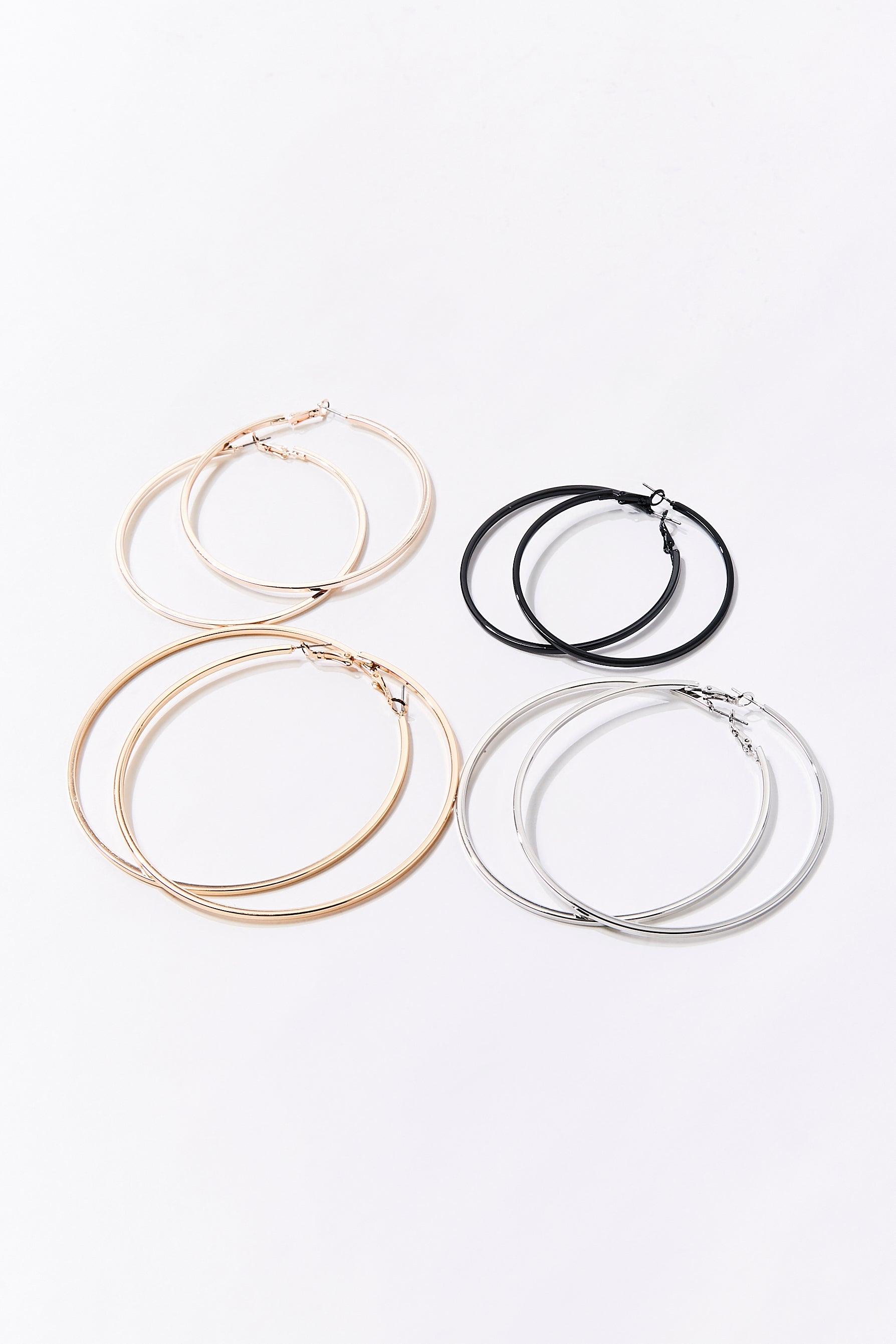 Goldsilver Metallic Hoop Earring Set  1