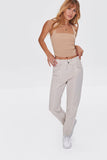 Taupe Paperbag Straight Jeans 
