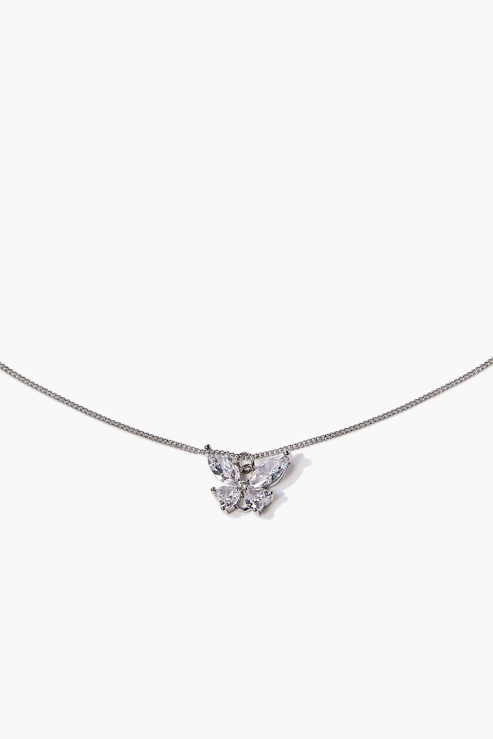 Silverclear Rhinestone Butterfly Necklace 2