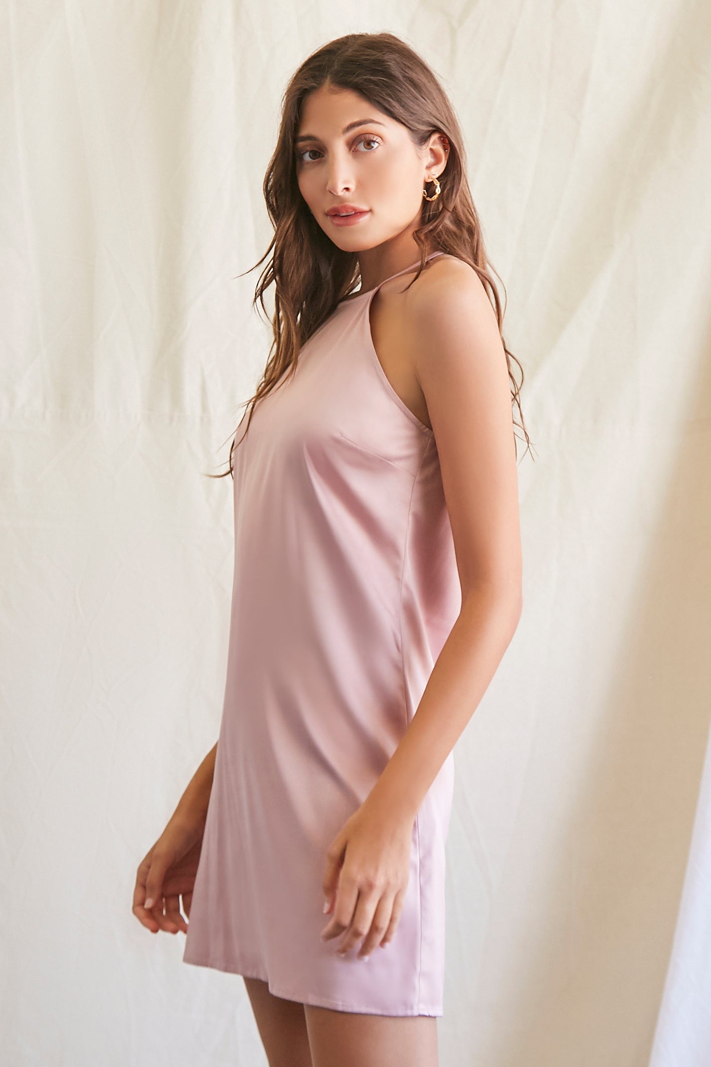 Rose Satin Mini Cami Dress 1