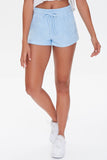 Blue Embroidered Drawstring Shorts 3