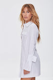 White Trumpet-Sleeve Shirt Mini Dress 2