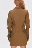 Brown Trumpet-Sleeve Shirt Mini Dress 3